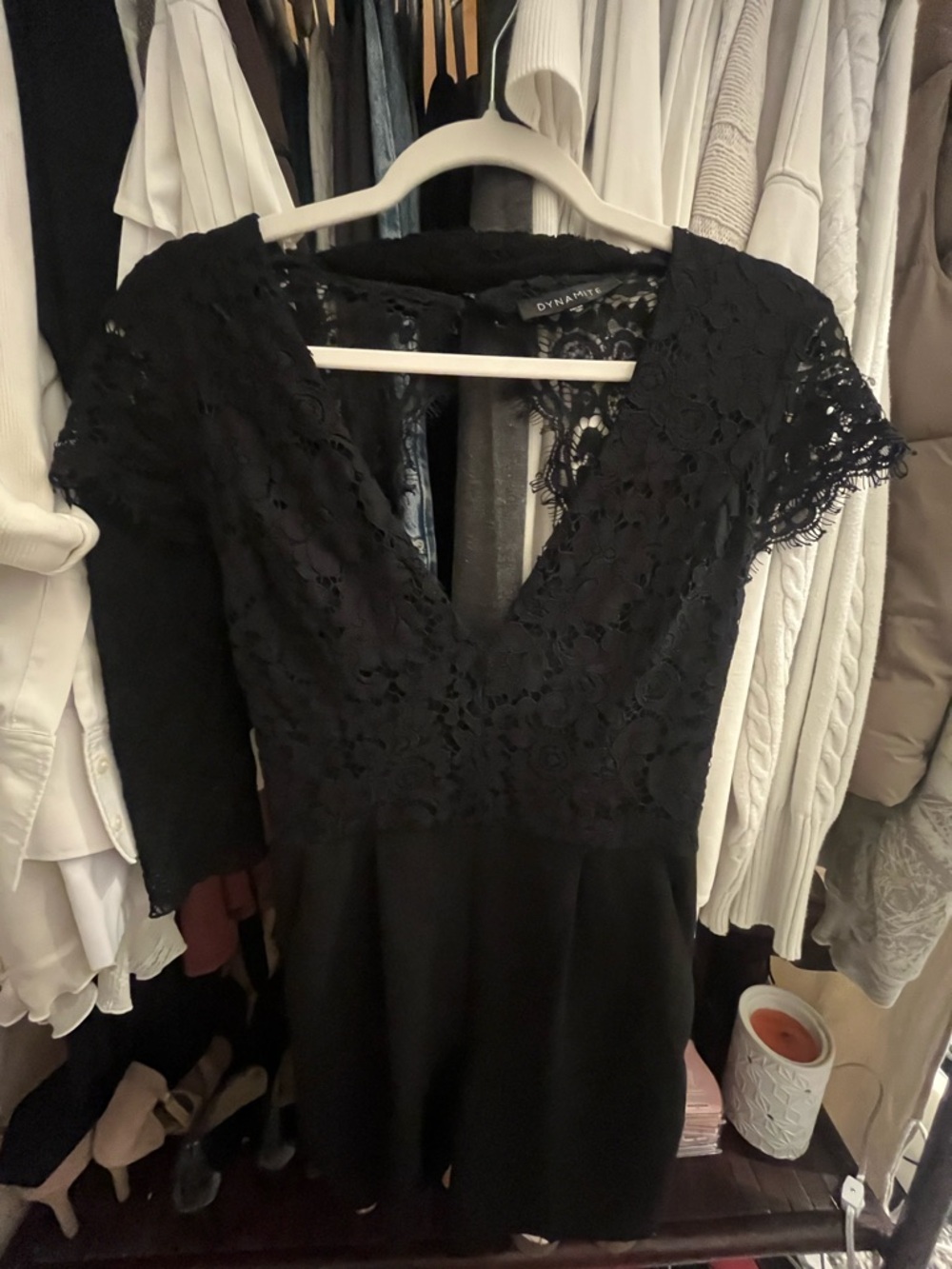 Dynamite Black Lace V-Neck Romper